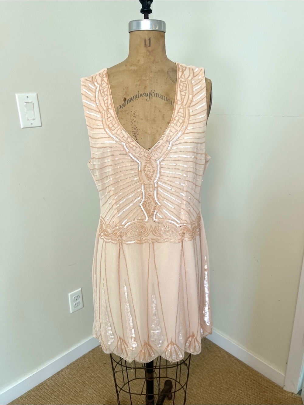 Maya Blush-Beige Sequin Embellished Mini Dress - Picture 2 of 8